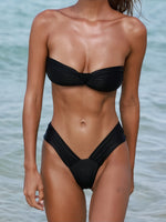 Sexy Bandeau High Cut Bikini Women Swimwear Female Swimsuit Two-pieces Bikini set Pleated Padded Bather Bathing Suit Swim