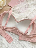Summer Lace Half Cup Bra Small Bust Beachwear Gathering Light Support Pure Bralette Ultra Thin Wirefree Set AU MOYISU S-XL-32-38
