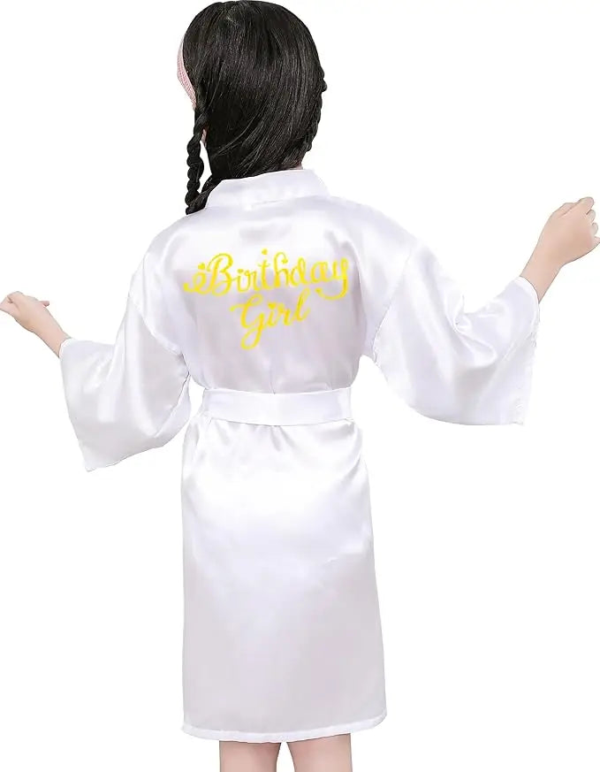 Birthday Squad Birthday Girl Princess Robe Spa Robes for Girls Party Satin Silk Kimono Robes Party Supplies