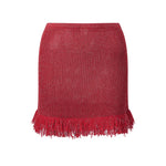 Summer Women's Knit Mini Skirt Solid Color Plush Tassel Trim Pencil Skirts Going Out Bohemian Beach Sexy Skirts