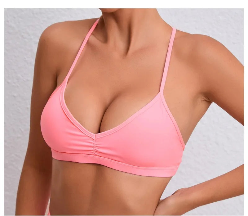 Women's Detachable Strap Yoga Bra Top Seamless Racerback Sweat-Wicking High Support for Yoga Running & Low Impact Workouts