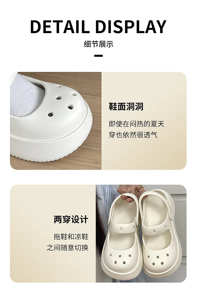 Fashion Mary Jane Garden Shoes Woman Platform Slippers Cute DIY Thick Sole Girls Summer Indoor Beach Slides Ladies Footwear
