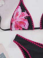 2026 New Sexy Low Bikini Set Swimwear Women Print Floral Brazilian Halter Backless Swimsuit Strappy Beachwear Dot Biquini Female