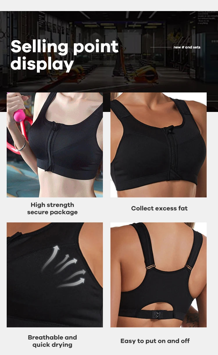 CZGUKES-2XL Popular Sports Top Yoga Bra Women's Shockproof Sports Shirt Sports Bra Front Zipper Women's Push Up Bra Sportswear
