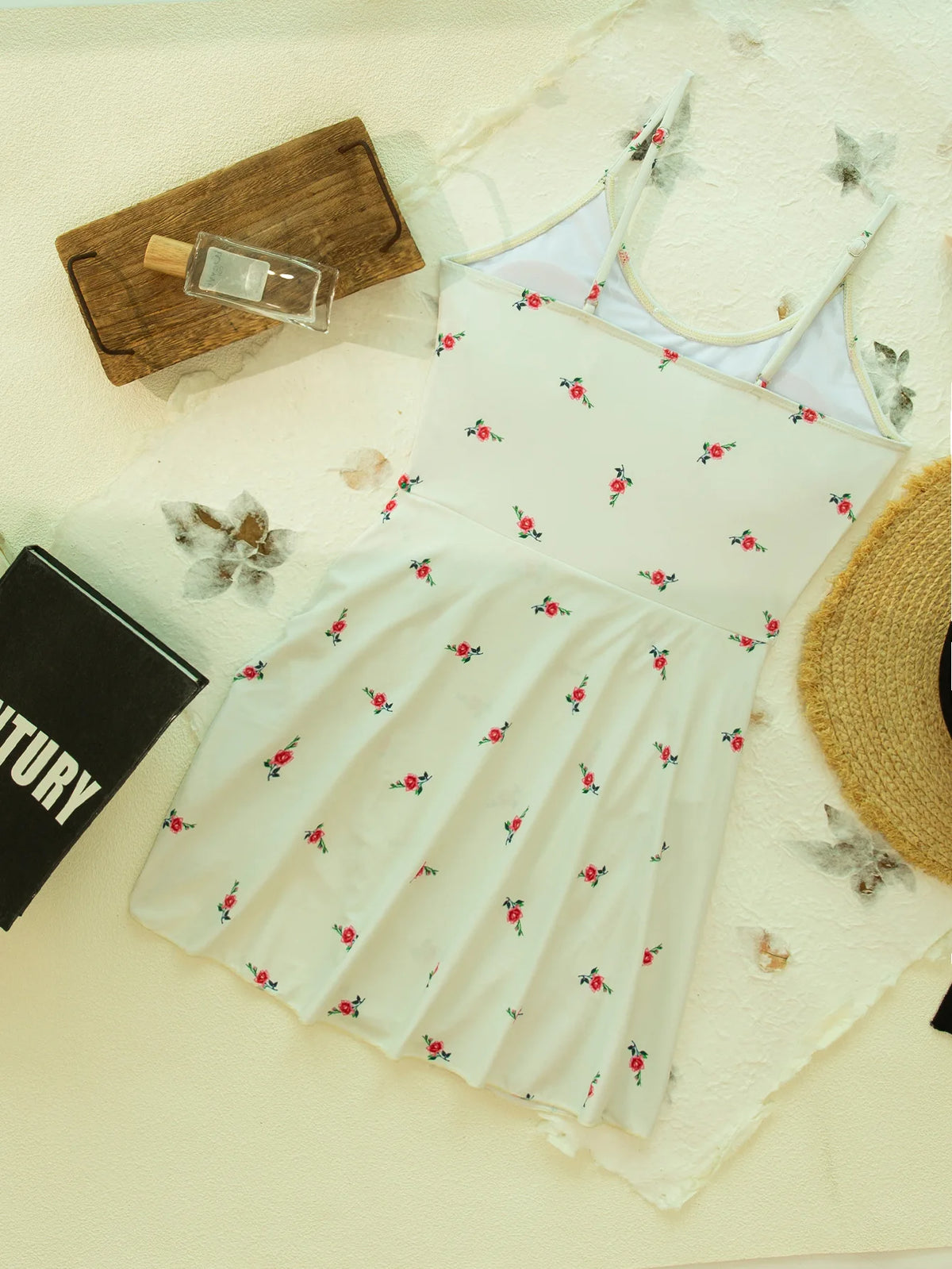 Vintage Black Floral Print Skirt Swimwear Women Halter Push Up Backless Bathing Suit Holiday One Piece Swimsuit 2026 Monokini