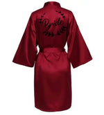 Wedding Party Team Bride Robe With Black Letters Kimono Satin Pajamas Bridesmaid Bathrobe SP021