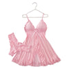 2 Pcs Set Sexy Lingerie Set Women Deep V Slip Dress Thong Erotic Bra Panty Sets Lace Nightdress Transparent Soft Nightgown