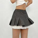 Summer New Leisure Lace Splicing Short Skirt Women Pure Desire Spicy Girl High Waist Hundred Fold A-line Half Length Skirt 7V01