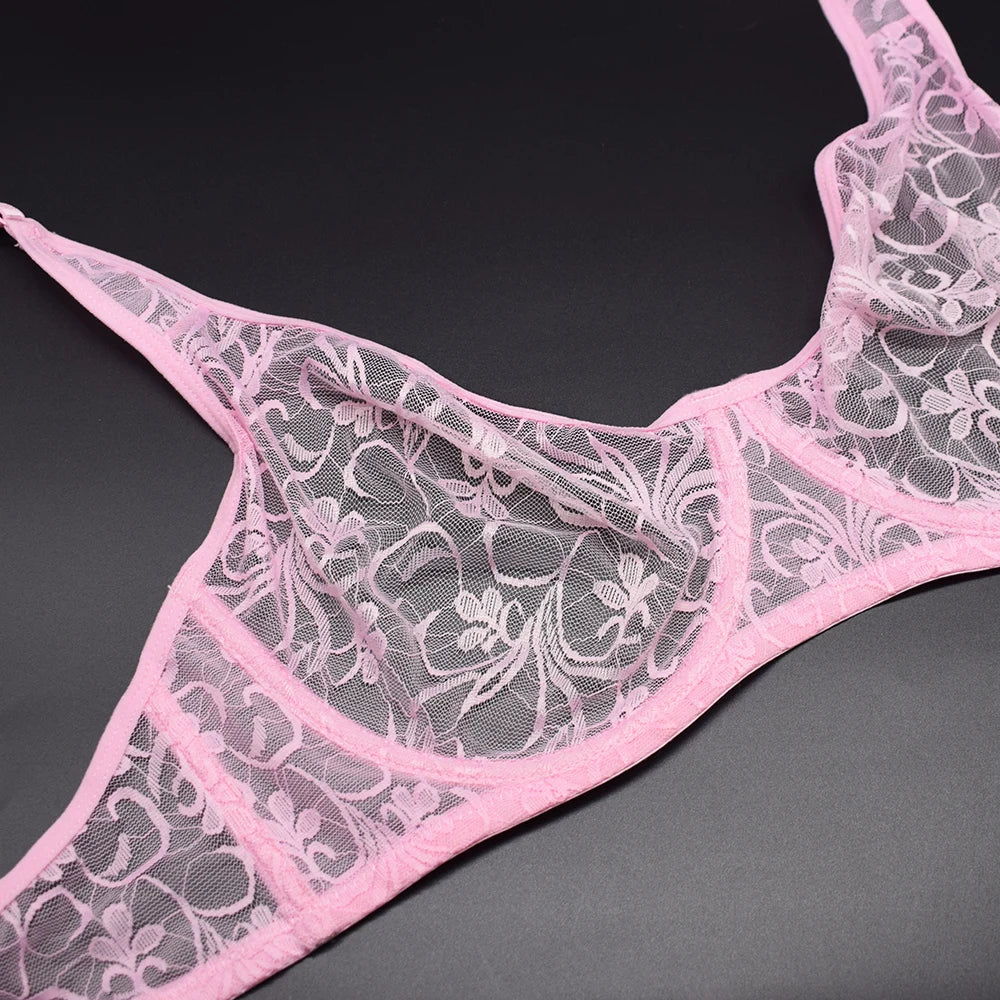 Plus Size Bras For Womens Underwear Underwired Lace Hollow Out Bra Embroidery Sexy Lingerie Brassiere BH Tops 5 Colors