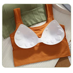 Women Crop Top Padded Tank Top Sports Bra Seamless Underwear Summer Fitness Casual Streetwear Camisole Removable Pads