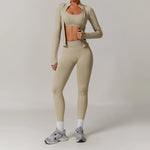 2/3PCS Yoga Set Women Workout Set Seamless Sportswear Gym Clothing Fitness Long Sleeve Crop Top High Waist Leggings Sports Suits
