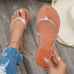 2026 Fashion Solid Color Casual Slippers Summer Comfortable Silver Gold Women's Shoes Beach Home Flat Simple Women's Slippers