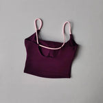 Women's Sexy Backless Yoga Sports Vest Fixed One-Piece Cup Contrast Suspender Beautiful Back Fitness Bra for Active Wear