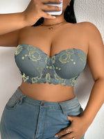 Daily Wide Strap Plus Size Women Bra Lace & Embroidery Push up Bra Comfort Thin Cup Underwire Support Lingerie Bra
