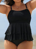 VigoJany 2026 Solid 2 Piece Plus Size Tankini Set Women Strapped Ruffle Curvy Swimsuit High Waist Beach Lady Big Bathing Suit