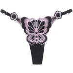 Butterfly Lace Thong for Women Low Waist G-String Transparent Mesh Panties Sexy Embroidered Briefs Adjustable Waist Culotte Femm