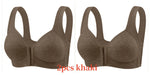 Women's Bra Wire-Free Front Closure Solid Color Full Coverage Fixed Cups More Considerate for Middle-Aged And Elderly Individual