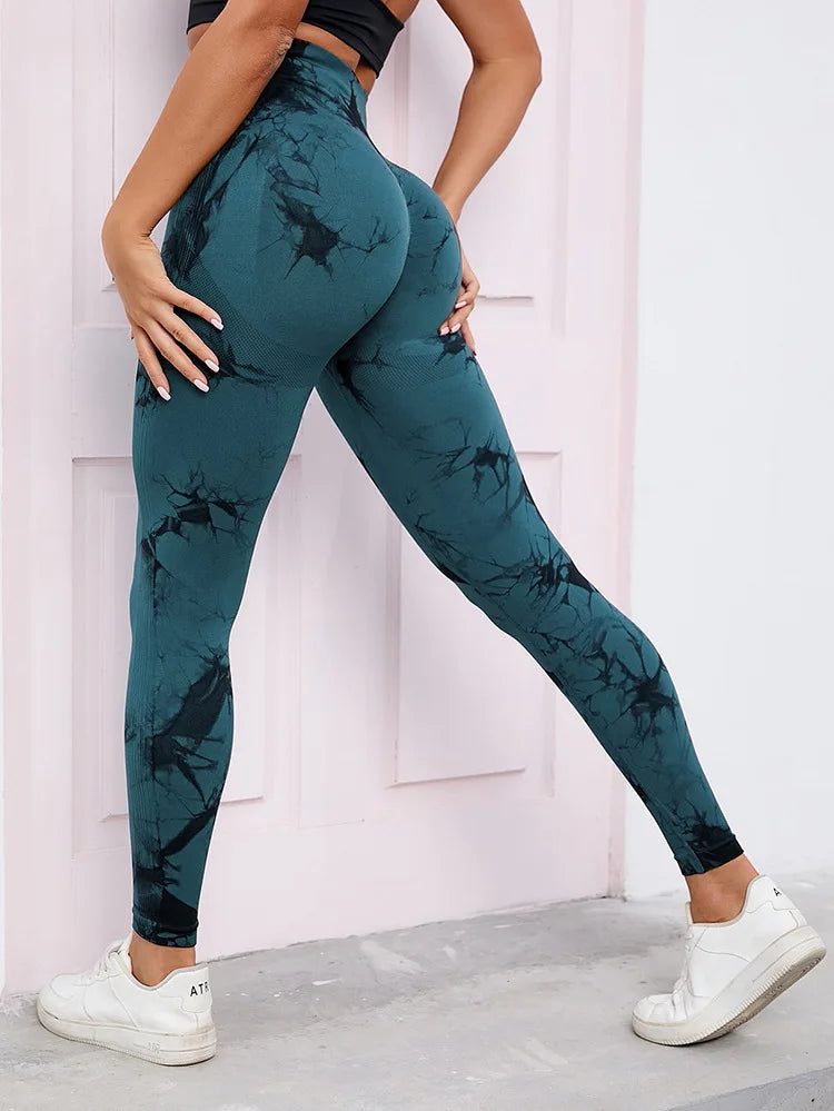 47 Color Marbling Tie-Dye Seamless Yoga Pants Sports Leggings Women Running Fitness High Waist Gym Leggings Women Workout Tights