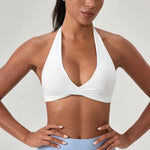STOUREG Women's High Support Sports Bra Naked Sensation Push Up Backless Removable Pads Yoga Running Gym Tank Top
