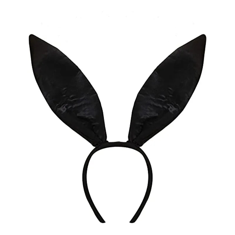 Easter Bunny Girl Cosplay 3-Piece Prop Set - Satin Headband Fluffy Rabbit Tail for Halloween Christmas