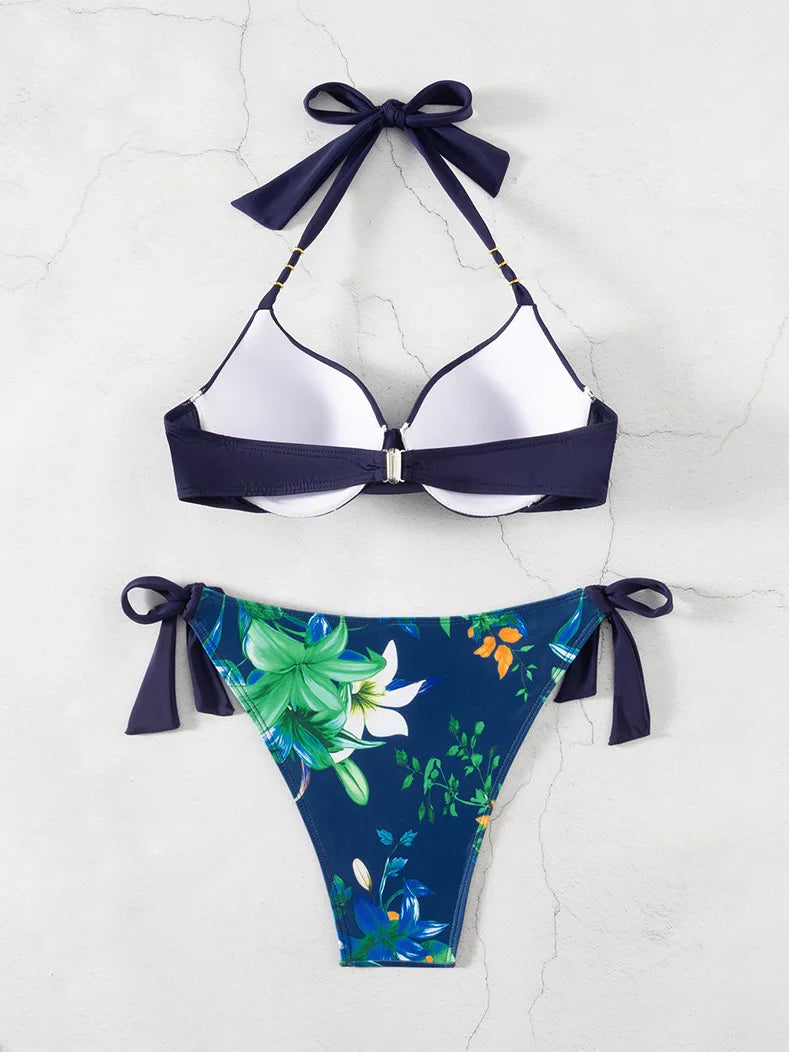 Sexy Push Up Bikini 2026 Women Swimsuit Two Piece Swimwear Female Thong Bikinis Set Royal Blue Bathing Suits Brazilian Biquini