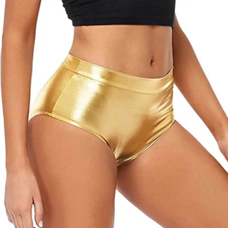 Shiny PU Leather Shorts for Women Sexy Nightclub Short Pants Girls Slim Elastic Waist Shorts Plus Size Comfort Soft Hot Pants