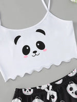 Summer Sleepwear Women's 2pcs Cute Soft Comfy Panda Print Sexy Sleeveless Shorts Homewear Pajama Set Loungewear