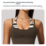 Women's 2 Piece Yoga Set Halter Neck Crop Top Fold Over Waist Wide Legged Flare Trousers Polka Dot Striped Gym Workout Running