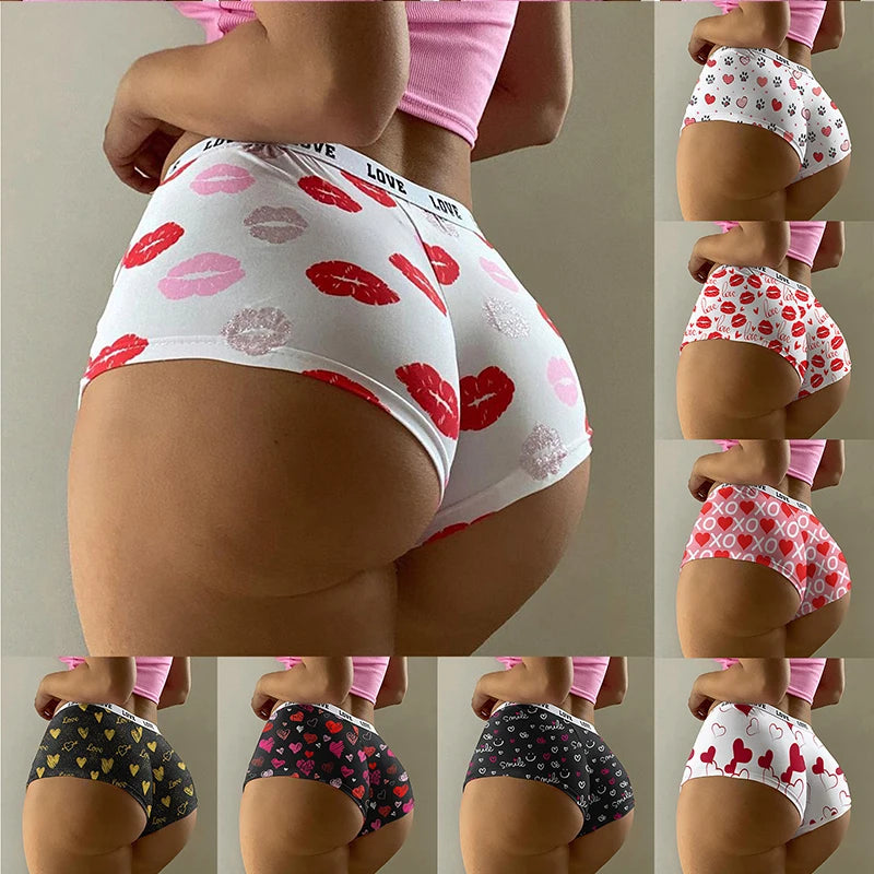 Valentine's Day Panties for Women Underwear Knickers Girls Comfort Briefs Ladies Seamless Shorts Sexy Print Lingeries Underpants