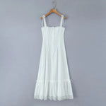 Summer Womens White Dresses Spaghetti Strap New in Long Dress 2025 Beach Casual Midi Party Vestidos Single Breasted Lace Dress