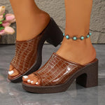 2026Summer New Leather Coarse Heel Waterproof Platform High Heels European and American Fashion Outerwear Sandals for Women