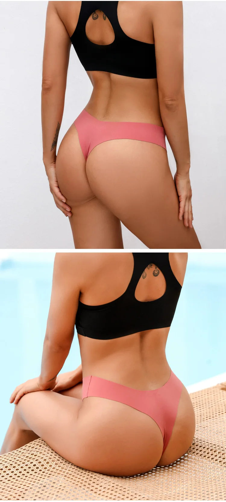 Ice Silk Seamless Thong Women Panties Sexy G String Leopard Underwear T Back Sports Yoga Girls Briefs Traceless Plus Size S-XL