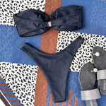 Sexy Fishnet Strapless Bandeau Bikini Women Swimsuit Female Swimwear Two-pieces Bikini set High Cut Bather Bathing Suit Swim