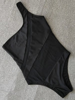 Splicing Mesh See Through One Shoulder Female Swimwear One Piece Swimsuit Women High Cut Monokini Mesh Bathing Suit Swim Lady