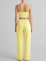Women's Yoga Sets Yellow Patchwork Slimming Sports Tank Top Summer Gym Training Suit High Waist Wide Leg Pants Fitness Outfits