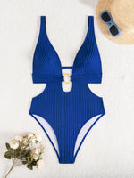 Deep V Neck Cut Out Women Swimwear One Piece Swimsuit Female High Leg Cut Monokini Bather Backless Bathing Suit Swim Beachwear