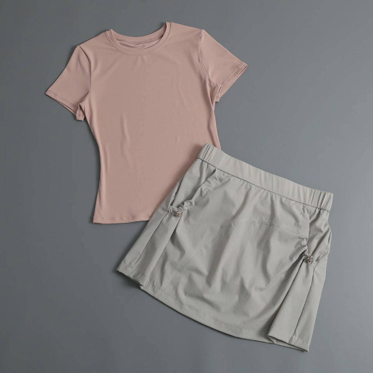 Summer Casual Yoga Sets Women Short Sleeve Loose T-shirt Sportwear High Waist Pocket Sports Short Skirt Fitness Running Wear