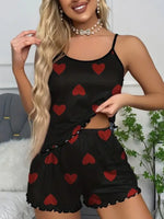 Summer Two-piece Pajamas Set for Women Sleepwear Sexy Lingerie Casual Camisole Tops and Shorts Homewear Suit Loungewear