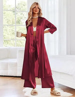 Women's Satin Robe Belted Elegant Solid Color Silky Comfort Bathrobe Loungewear