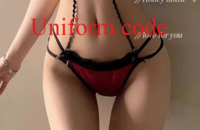 Boho Layered Lace Halter Bra Set - Hollow Out Bow Design Top, Inner Red Lace Up Bra, Summer Beach Two Piece Lingerie Set MOYISU
