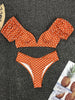 Sexy V Neck Short Sleeve Bikinis Polka Dot Bikini Female Swimsuit Women Swimwear Two-pieces Bikini Set Bather Bathing Suit Swim
