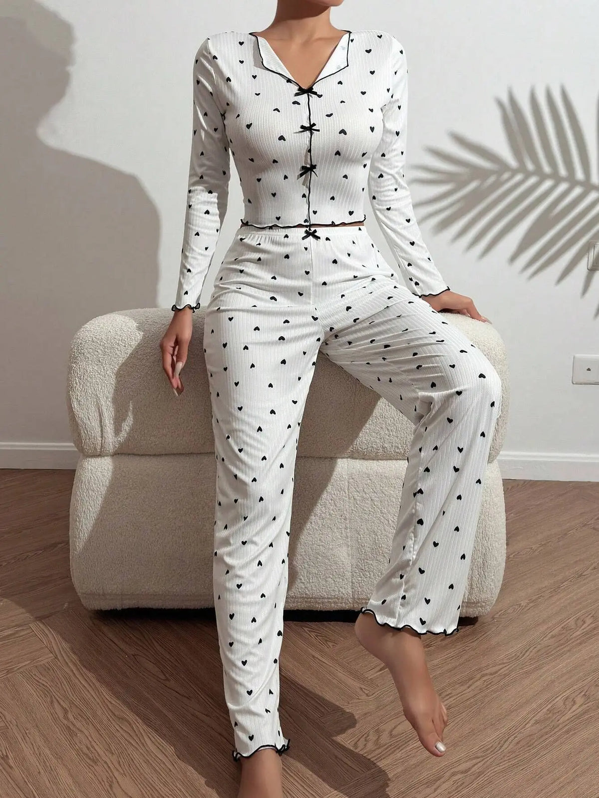 Spring Autumn Pajamas Sets for Women Long Sleeve Tops Long Pants 2 Piece Set Home Suit Night Wear Sleepwear Pijamas