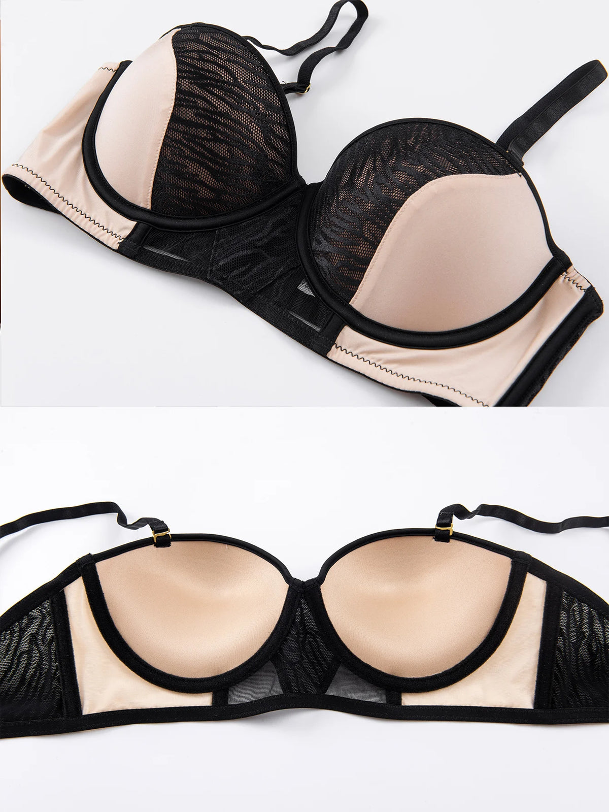 New Style Color-Blocking Women's Bra with Thin Upper and Thick Lower Padding, Enhancing Small Busts, Gathering and Lifting, Correcting Side Breasts, and Preventing Sagging