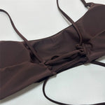 Brown Bandeau Micro Bikini Set Back String Lace-up Sexy Swimsuit Solid Swimwears Woman 2026 High Cut Bathing Suit Bikinis Femmes