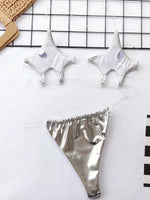 Sexy Micro Bikini 2025 Women Pentagram Design Transparent Swimwear Neon Clear Strap See Through Thong Swimsuit Traje De Baño