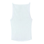 Women's Fashion Halter Neck Top Solid Color Round Neck Women Ribbed Slim Fit Wide Strap Sleeveless Top Casual Basic Tops WCQ7