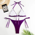 Sexy Red Shiny Triangle Micro Thong Bikinis Sets for Women Mini Swimwear Bathing Suits String Halter Bikini Mujer Swimsuit 2026
