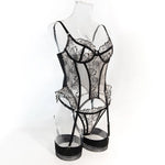 Toucheart Erotic Lingerie Embroidered Floral See-through Sexy Body-shaping Women Intimate Hot Split Underwear Set with Stockings