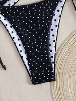 Sexy Black Polka Dot Print 3 Piece Bikini Set Women Tie Side Thong Swimsuit Brazilian Push Up Bathing Suit Swimwear Biquini 2026