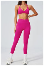 Breathable Quick Drying Yoga Set for Women Beauty Back Sports Bra High Waist Leggings Fitness Suit Outwear Gym Running Tracksuit